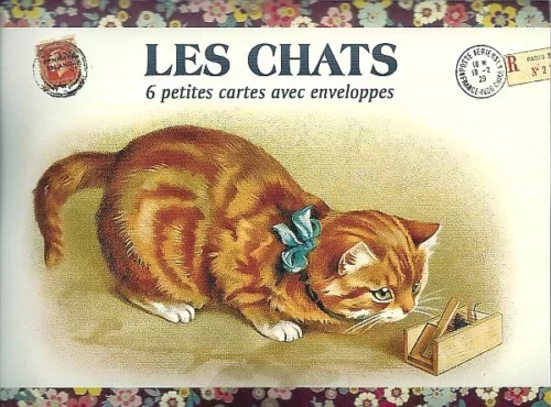 Pakje met 6 geschenkkaartjes met envelop - Les chats
