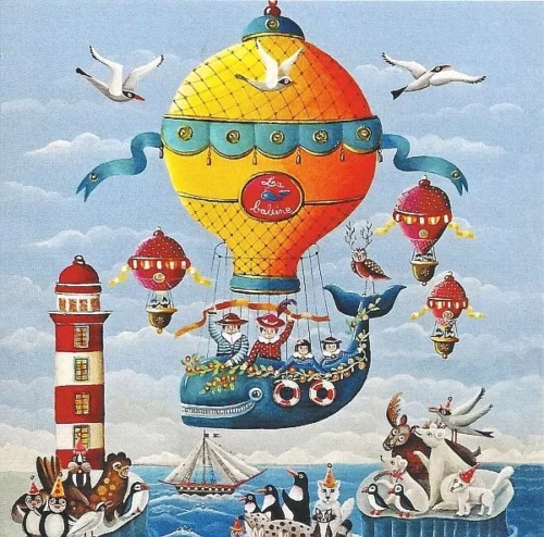 Vierkante kaart Gwenaëlle Trolez -La montgolfière bl.
