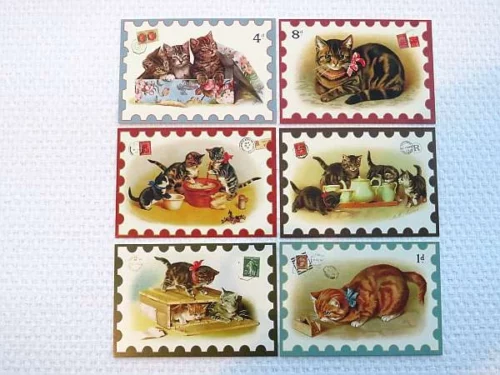 Pakje met 6 geschenkkaartjes met envelop - Les chats