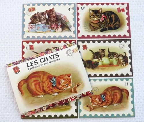 Pakje met 6 geschenkkaartjes met envelop - Les chats