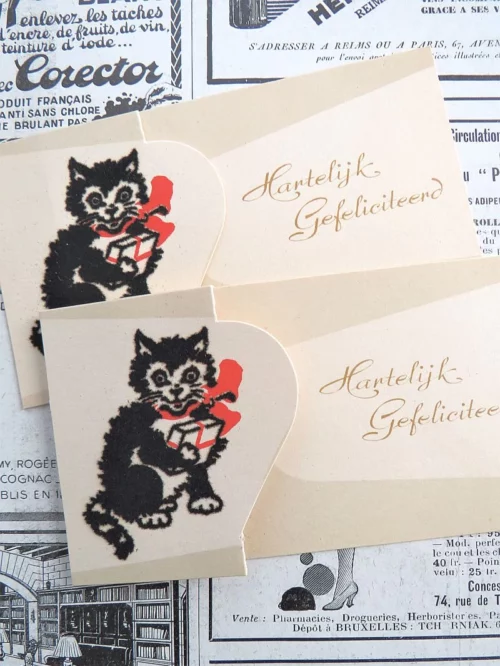 Kaartje Flock poes "Hartelijk gefeliciteerd"