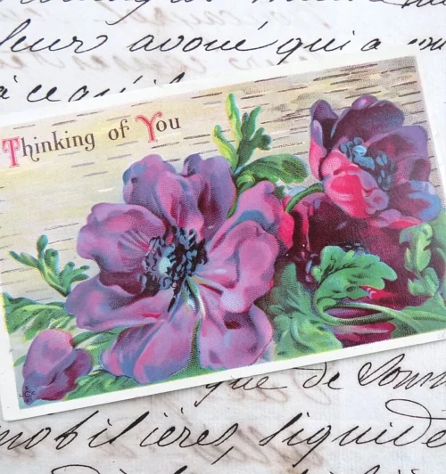 Antieke kaart "Thinking of You". 1911