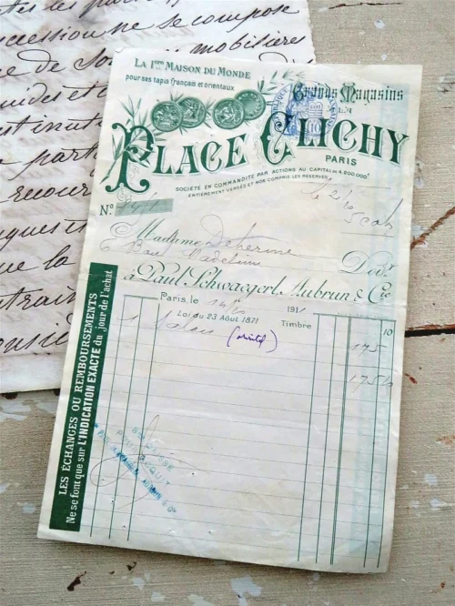 Antieke factuur -1911 - Place Clichy Paris - "La 1ère Maison du Monde"