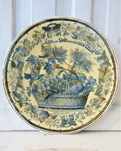 Volkskunst - bord "Ieder is de smid van zijn eigen geluk" 1951