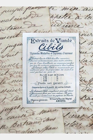 Oude reclamekaart Cibils – Extrait de Viande “Vogeltje”