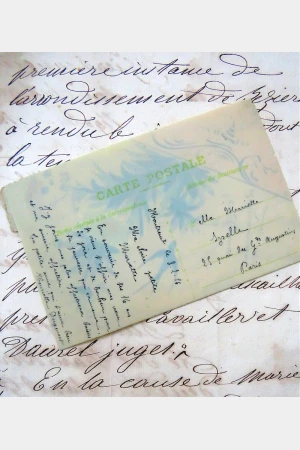 Antieke celluloid kaart "Heureux Anniversaire"