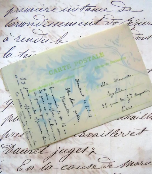 Antieke celluloid kaart "Heureux Anniversaire"