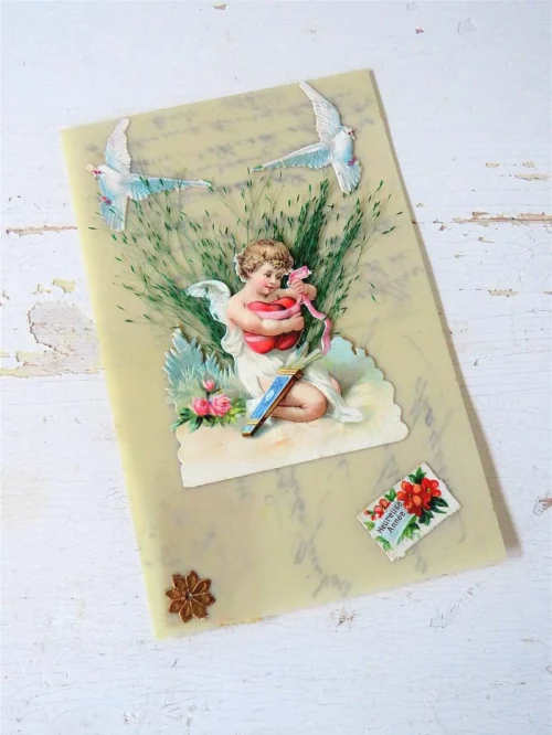 Antieke Franse celluloidkaart "Heureuse Année"
