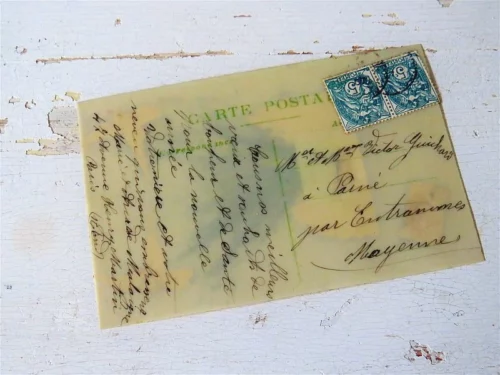 Antieke Franse celluloidkaart "Heureuse Année"