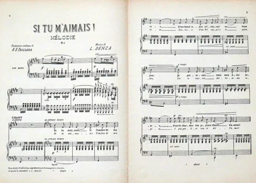 Frans bladmuziek "Si tu m'aimais!", begin 1900