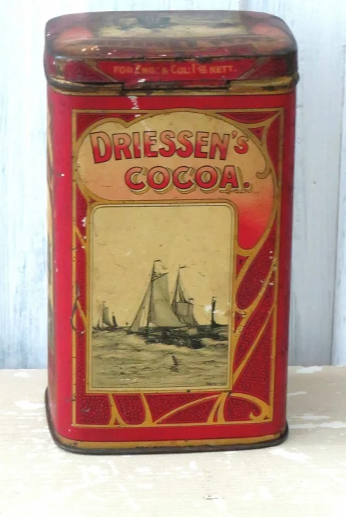 Antiek cacao blik A. Driessen 0,5kg