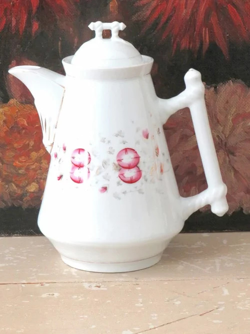 Antieke Franse chocoladekan “Bloemen ”