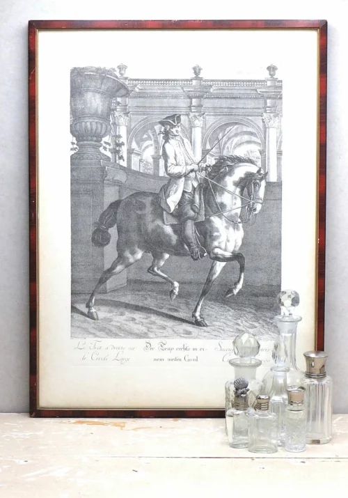 Oude prent “Ruiter te paard” – Joh. El Ridinger