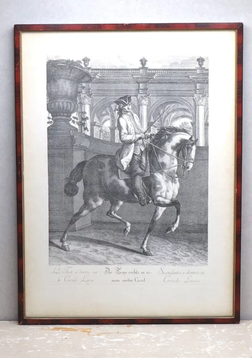 Oude prent “Ruiter te paard” – Joh. El Ridinger