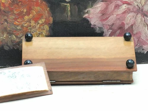 Oude houten bureau-organizer