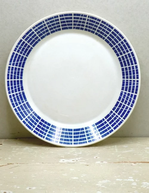 Oude ronde schaal Boch Vedette “Blauwe rand”
