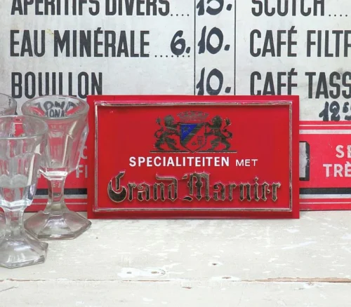 Vintage reclamebordje "Grand Marnier"