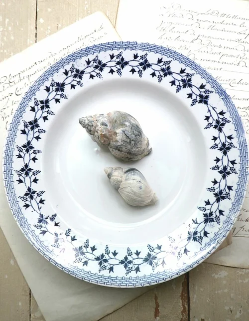 Antiek diep bord Moulin des Loups Hamage Nord -" BLUETS "*