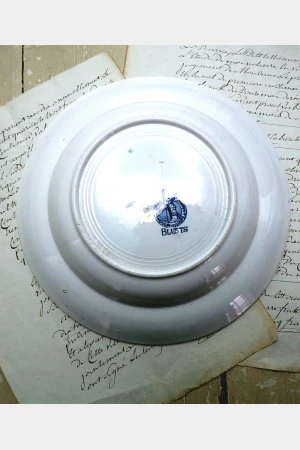 Antiek diep bord Moulin des Loups Hamage Nord -" BLUETS "*
