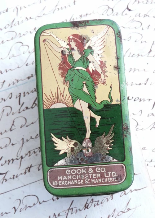Antiek blikje Cook & Co "Ring Travellers" Manchester