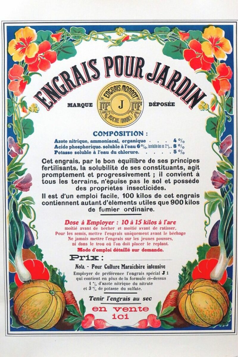 Oud Frans reclame-affiche "Engrais pour Jardin", jaren 50