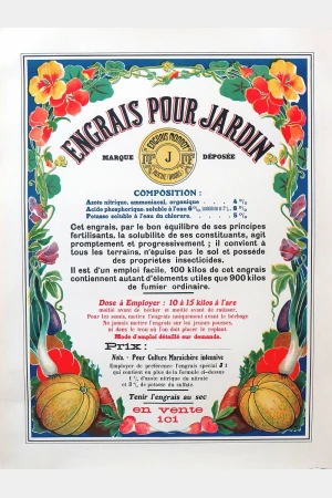 Oud Frans reclame-affiche "Engrais pour Jardin", jaren 50