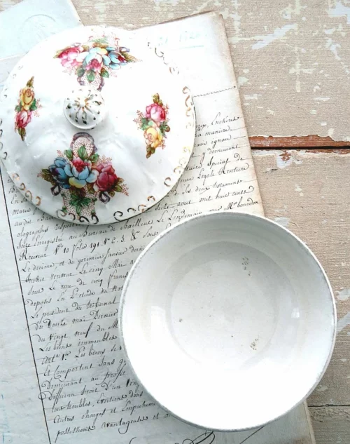 Antiek Engels schaaltje met deksel  "Devon Ware Fieldings" -  Stoke on Trent