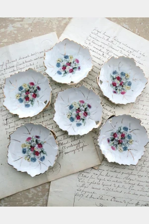 Set (6 stuks) petit four bordjes "Blaadjes"