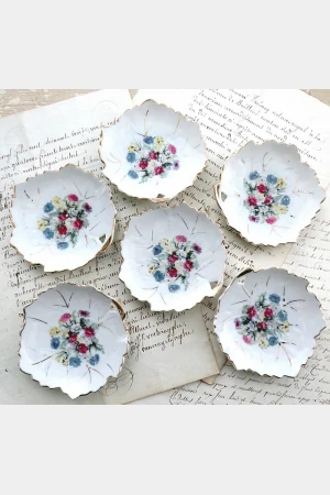Set (6 stuks) petit four bordjes "Blaadjes"