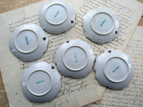 Set (6 stuks) petit four bordjes "Blaadjes"