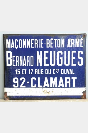 Oud Frans emaille bord “Bernard Neugeus – Clamart”