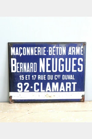 Oud Frans emaille bord “Bernard Neugeus – Clamart”
