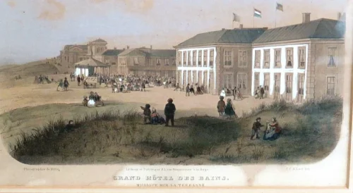 Antieke Litho "Grand Hôtel Des Bains"- Musique sur la Terrasse
