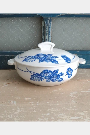 Oude Franse dekschaal met  deksel   - MDL/ Hamage " Edmond "