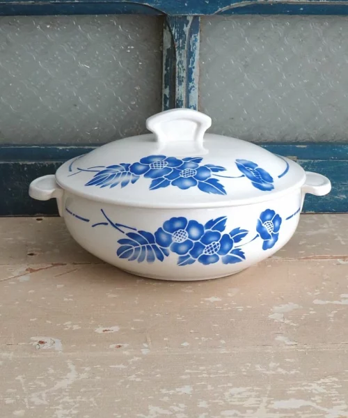 Oude Franse dekschaal met  deksel   - MDL/ Hamage " Edmond "