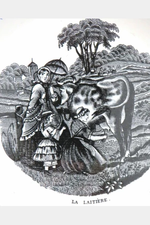 Antiek bord “La Laitière”