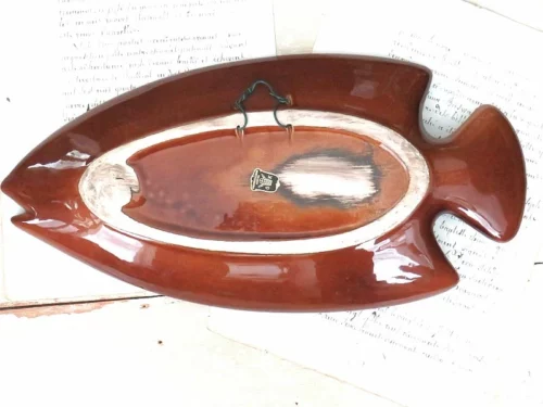 Grote  vintage schaal Gmundner Keramik Austria "Vis"