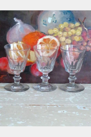 Set van  3 antieke Franse bistro-/ liqueurglazen