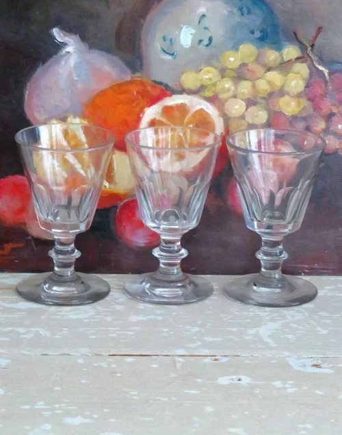 Set van  3 antieke Franse bistro-/ liqueurglazen