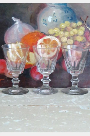 Set van  3 antieke Franse bistro-/ liqueurglazen
