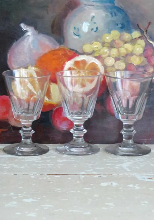 Set van  3 antieke Franse bistro-/ liqueurglazen