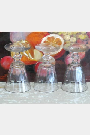 Set van  3 antieke Franse bistro-/ liqueurglazen