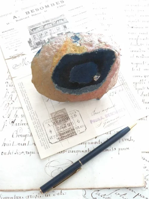 Oude vintage pennenstandaard – Agaat blauw
