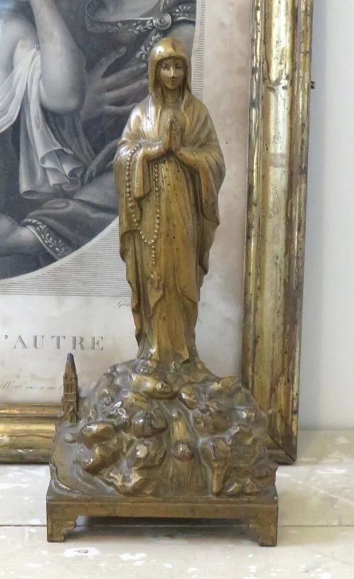 Antieke bronzen speeldoos "Lourdes"