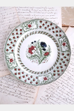 Antiek Frans bordje  Louis Lebeuf - Montereau 1834 "Bloemen"