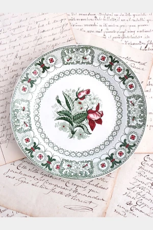Antiek Frans bordje  Louis Lebeuf - Montereau 1834  "Rozen"