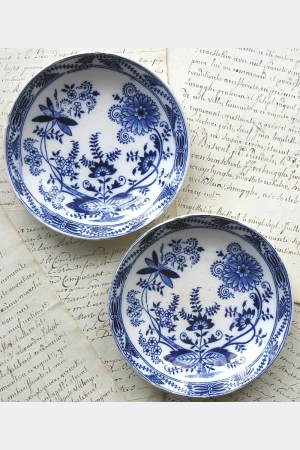 Set van 2 oude schaaltjes BFK "Sakse" Blauw