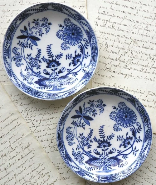 Set van 2 oude schaaltjes BFK "Sakse" Blauw