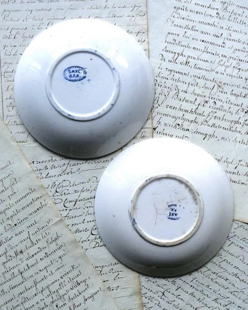 Set van 2 oude schaaltjes BFK "Sakse" Blauw