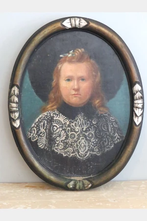 Antiek schilderij "Meisje met hoed" 1906